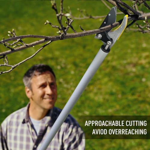 Altdorff Cut and Hold Pruner Set, Lightweight 32-Inch Long Reach Pruner One-Handed Operation, Hold Long Reach Cut Rotating, 8.3" Hand Pruner for Branch Pruning, Fruit Picking, Prickly Plants & Roses