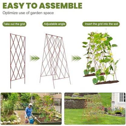 Cucumber Trellis 2 Pack,Foldable A-Frame Garden Trellis - color: Garnet Red, size: 39.4" H