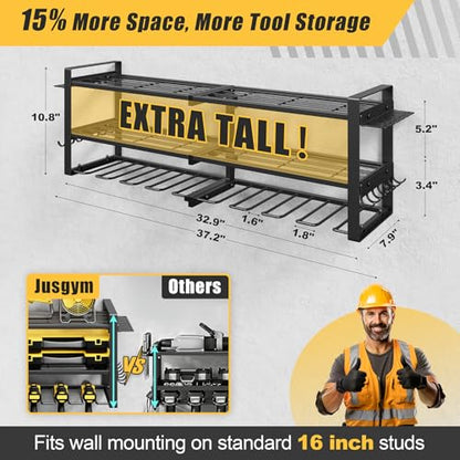 Power Tool Organizer Wall Mount, 350LBS Capacity, 3 Tier, 8 Drill Holders - size: 32.8" Width 3-Tier