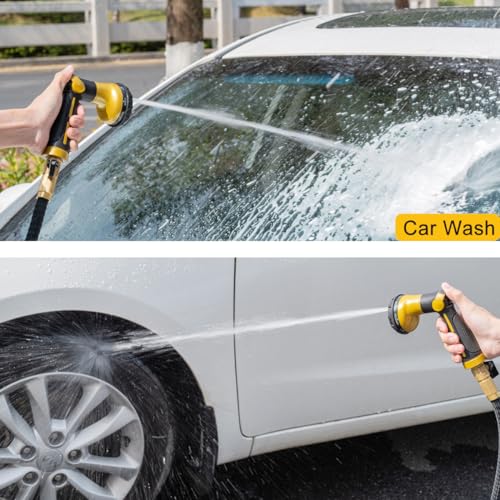 FANHAO Heavy Duty Garden Hose Nozzle, Metal Hose Sprayer Easy Thumb Control - color: Yellow