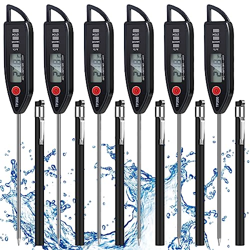 Copkim 6 Set Digital Food Thermometer Long Probe Instant,Black - color: Black