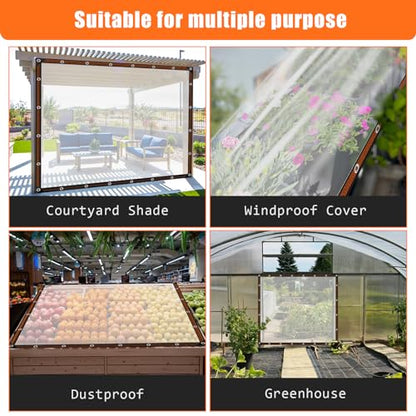 8x10FT Heavy Duty Clear Waterproof Tarp,Outdoor Garden Rainproof Covering - size: 8 x 10 FT