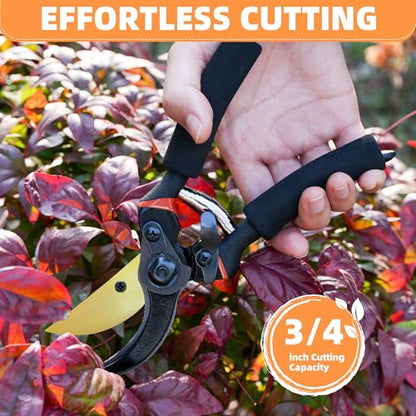EWPJDK 3-Piece Loppers Hedge Shears Pruners Heavy Duty Combo Clippers - color: Orange