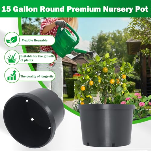 Nursery Pots with Drainage Holes Pack of 10 Pcs 15 Gallon and Plant Label Flexible Seedling Pots Seed Starting Planter for Indoor Outdoor Flowers Succulents Cactus - size: 10 Pcs 15 Gallon