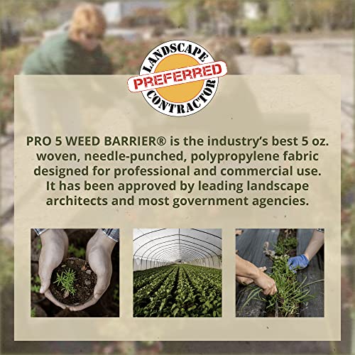 DeWitt 5-Pack Pro-5 Weed Barrier Fabric 5 oz, 4 x 250 Feet – Heavy-Duty Woven Landscape Ground Cover Mat for Raised Garden Bed, Greenhouse Gardening, Outdoor Landscaping, and Commercial Planting - size: 5 Pack, style: 4' x 250'