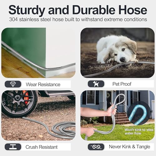 SPECILITE 1/2"x 5FT 304 Stainless Steel Short Leader Garden Hose for Reel - size: 5 ft