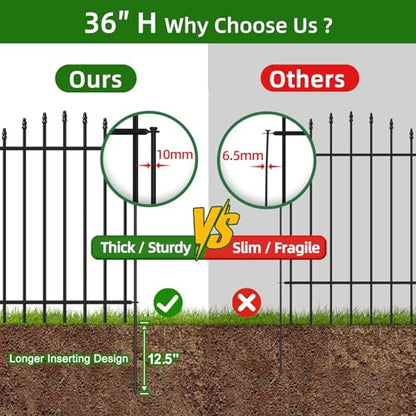 36” x 12’ No-Dig Metal Garden Fence with Stakes, Panels Fencing for Dogs - size: Roman Col 36″H x 12ft (6Panels)