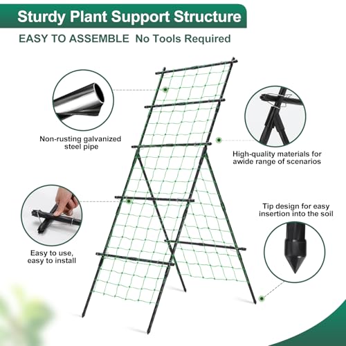 Cucumber Trellis A Frame Garden Trellis 31 x 26 x 75 in - size: 74.8 x 30.71 x 30.71 in, A-Frame, Black