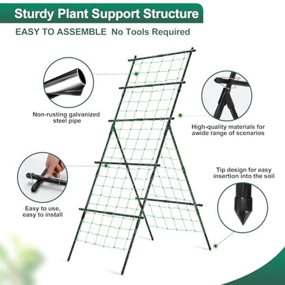 Cucumber Trellis A Frame Garden Trellis 31 x 26 x 75 in - size: 74.8 x 30.71 x 30.71 in, A-Frame, Black
