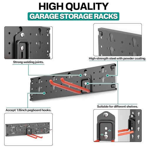 EVERHANGER Garage Tool Storage Organizer, Wall Mount Garden Tool Rack - size: 8Hooks