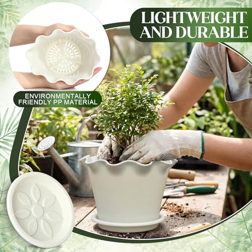 Hushee 10 Pcs Ruffled Plant Pots for African Violets Indoor Outdoor Plants