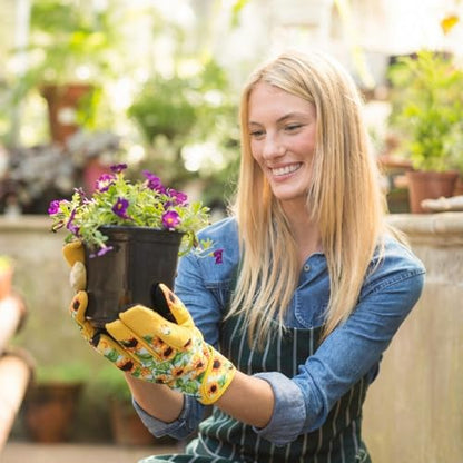 Sunflower Gardening Gloves Thorn Proof for Women Touchscreen Fingertips - style: Short