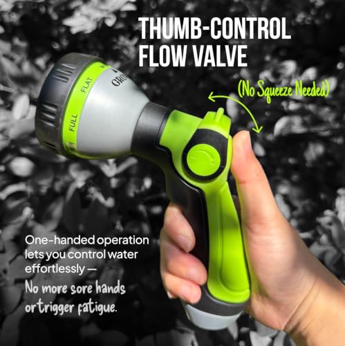 Garden Hose Nozzle – 8-Pattern Hose Sprayer with Thumb Control – Watering Tool for Garden, Car Wash, Lawn Care & Pet Shower - color: 1b.Green