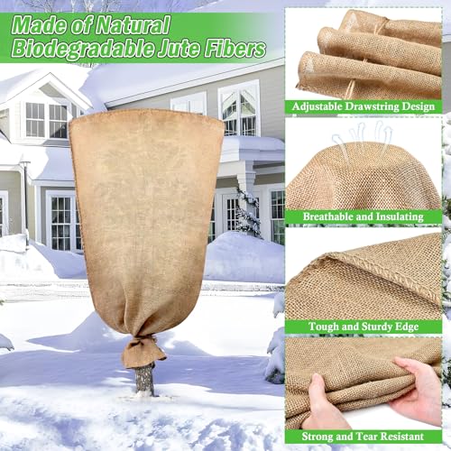 Legigo 3 Pack 24 X 40 Inch Burlap Bags for Winter Plant Frost Protection - size: 24 X 40 Inch