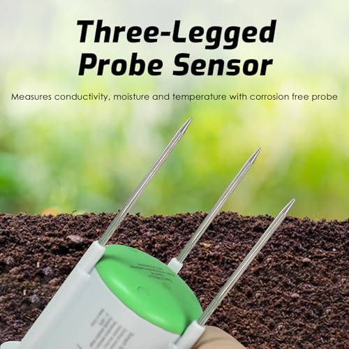 WiFi Soil Moisture Meter, 3-in-1 Smart Soil Tester for EC/Temp/Moisture, Wireless Plant Monitor with App, High Precision Digital Soil Sensor for Indoor Outdoor Garden & Lawn(Solar Powered)