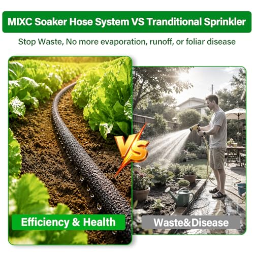 MIXC Drip Irrigation System with 100FT 1/4" Soaker Hose - size: 110ft