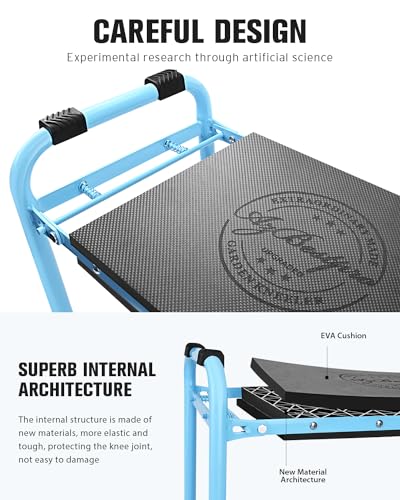 AZBESTPRO Garden Kneeler and Seat, Upgraded Foldable Heavy Duty Gardening Stool - Widened to 10" Stable Wear-Resistant Prevent Knee and Back Pain, Bench High-End 2 Large Tool Bags Gift for Men Women - color: Pool