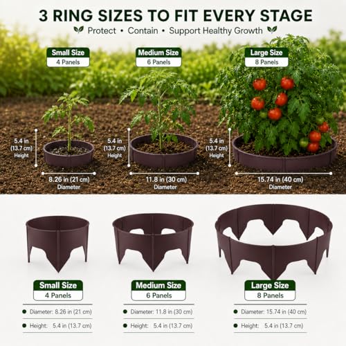 Evelyne 48 Pcs Adjustable Planting Grow Rings, Interlocking Garden Plant Rings, Spliceable Plant Circle Rings for Deep Watering, Soil Moisture Retention, Vegetables, Herbs, Flowers (48, Brown) - color: Brown