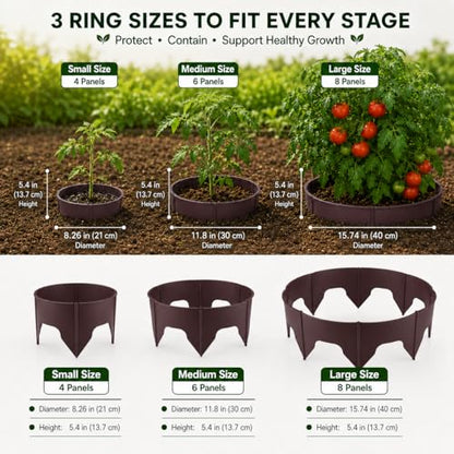 Evelyne 48 Pcs Adjustable Planting Grow Rings, Interlocking Garden Plant Rings, Spliceable Plant Circle Rings for Deep Watering, Soil Moisture Retention, Vegetables, Herbs, Flowers (48, Brown) - color: Brown