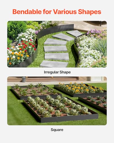 VEVOR Steel Landscape Edging, 4 Packs 40 x 12 in Rust-Resistant Metal Landscape Edging, Bendable Garden Edging Border, Heavy Duty Lawn Edging, Easy-to-Install, Flower Bed Yard Pathway Divider Black - size: 40" L x 12" H,4 Pack, style: Upgraded version