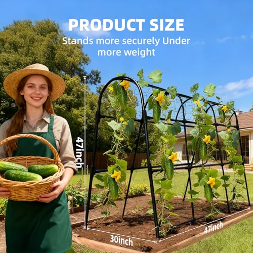 Cucumber Trellis for Raised Bed, U-Shape Garden Arch Metal Support for Climbing Plants, Metal Arch Plant Support Vegetables Trellis, Plant Support for Vine Outdoor (Black, 47*30*47inch(L*W*H)) - color: Black, size: 47*30*47inch