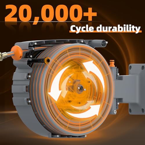 Retractable Garden Hose Reel 1/2 in x65 ft,Auto Slow Rewind System - color: Gray-orange, size: 1/2" 65ft