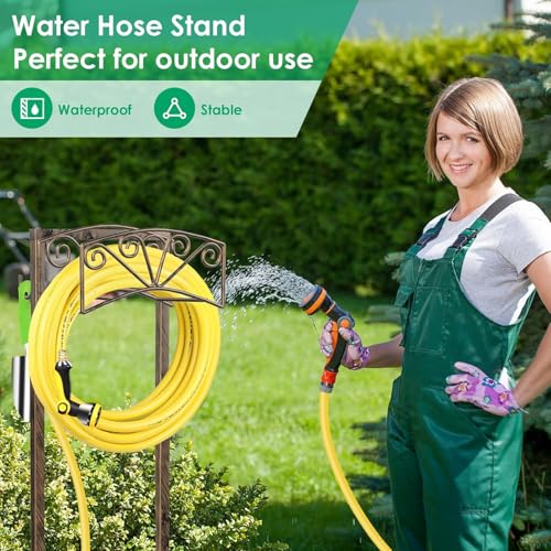 TomCare Garden Hose Holder, Heavy Duty Water Hose Hanger for 160FT Hose - color: Bronze, size: 15″ W