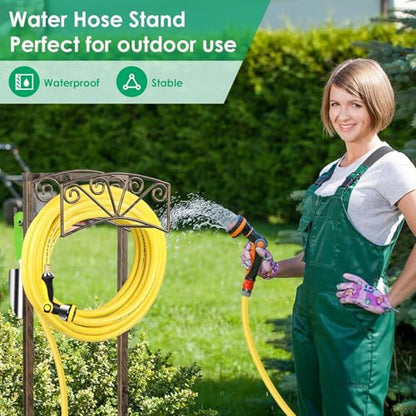 TomCare Garden Hose Holder, Heavy Duty Water Hose Hanger for 160FT Hose - color: Bronze, size: 15″ W