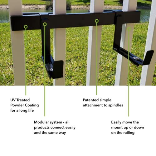 Adjustable Deck Railing Planter Box Holder with Non Marring Mounting Hardware Ideal for Small to Medium Sized planters from 16" to 32" Wide for Vertical Spindles - size: 16 Inch