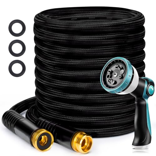 Garden Hose 100ft, Lightweight Water Hose for Lawn,Gardening and Outdoor - color: Black, size: 100FT