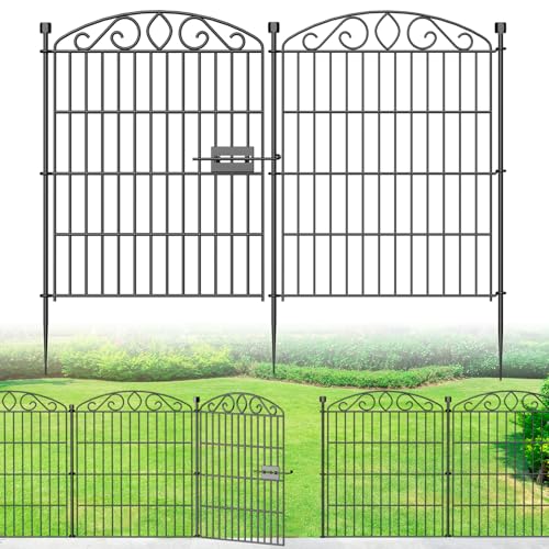 12 Panel No Dig Decorative Garden Fence with Gate 30" H x 22.72'L for Dogs - size: 30 in(H) X 22.72 ft(L)