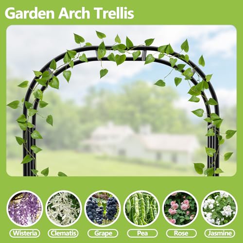 Heavy Duty Garden Arch Arbor Trellis 94.5" H*63" L(16MM Pipe) - size: 94.5"(H)*63"(L)*16(W)