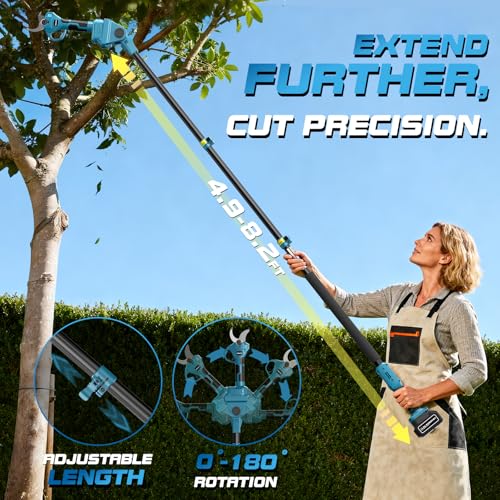 Takuoo Cordless Electric Pruning Shears with Pole, 2.4" Cutting Diameter - size: 2.4" Cutting Diameter