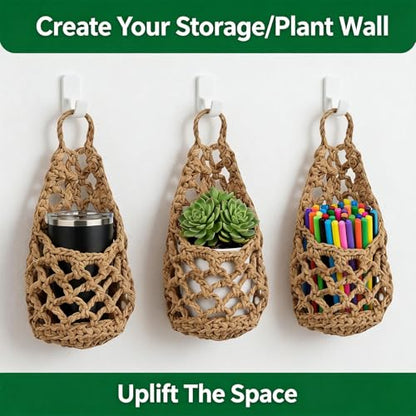 Macrame Plant Hanger Set of 2, Boho Wall Hanging Planter for up to 6" Pots - color: 2 Pcs Brown, size: 6 Inch