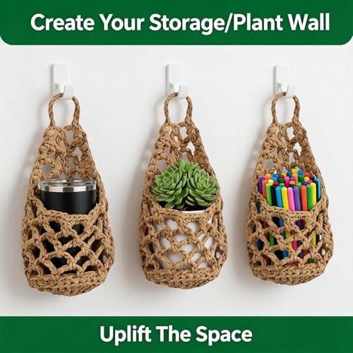 Macrame Plant Hanger Set of 2, Boho Wall Hanging Planter for up to 4" Pots - color: 2 Pcs Brown, size: 4 Inch