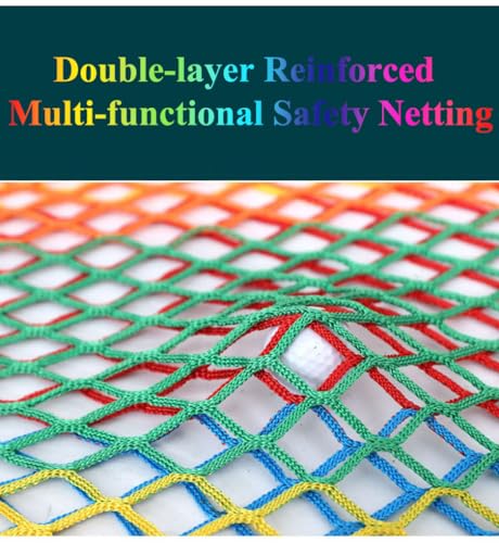 Double Layers Safety Net for Kids Playground Play, Outdoor Climbing Game Protection Net, Cargo Net, Heavy Duty Fence Netting For Balcony Stairway, for Tree H(Size:1.64x3.28FT(0.5x1M),Color:Multicolor) - size: 1.64x3.28FT(0.5x1M)
