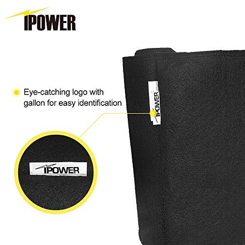 iPower 5 Gallon 5 Pack Grow Bags Nonwoven Fabric Pots Aeration Container with Strap Handles for Garden and Planting, 5-Pack Black, 5 Gallon - color: 5-pack Black, size: 5 Gallon Standard