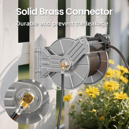 Giraffe Tools Wall Mounted Stainless Steel Garden Hose Reel,150FT 5/8" Hose - size: 150 FT Capacity