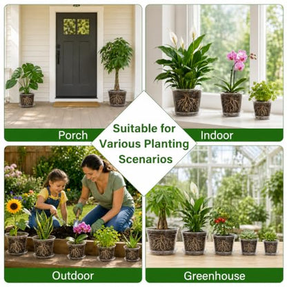 MIXC 12/10/8/6/5 Inch 20 Pack Clear Nursery Pots with Drainage & Sacuer - size: 12/10/8/6/5 IN*20 Pack
