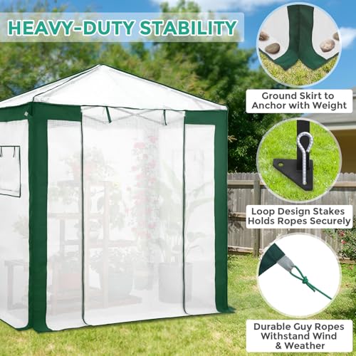 EAGLE PEAK 6x4 Walk in Pop Up Greenhouse, Green/White - color: Green/White, size: 6x4