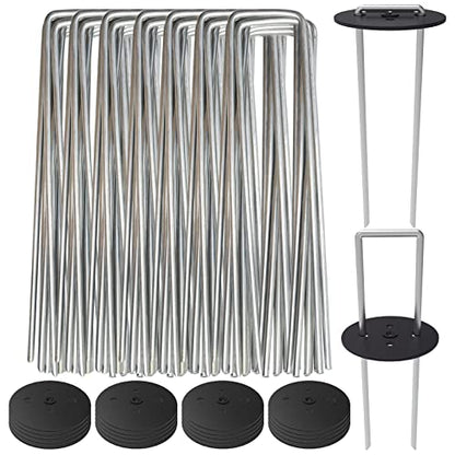 AAGUT Landscape Staples 6 Inch with Gaskets, Galvanized Garden Stakes - size: 6'' x 200Pcs-11Ga With Gaskets