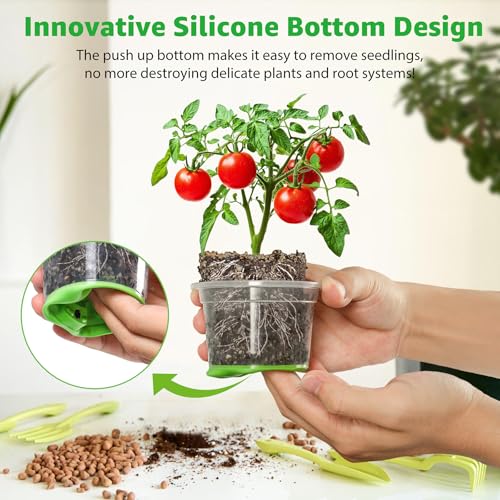 MIXC Clear Nursery Pots with Silicone Base, 5-Inch, 30-Pack - color: Green, size: 5 Inch