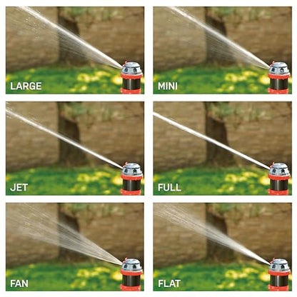 Eden 94144 6-Pattern Rotary Gear Drive Sprinkler with Step Spike Gear Drive, Heavy Duty, Gardening Watering System, Garden&Lawns, Multi Pattern, Coverage up to 5278sq.ft