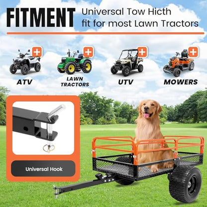 KUAFU Heavy Duty ATV/UTV Trailer Dump Cart Universal 1500LBS Load Tow
