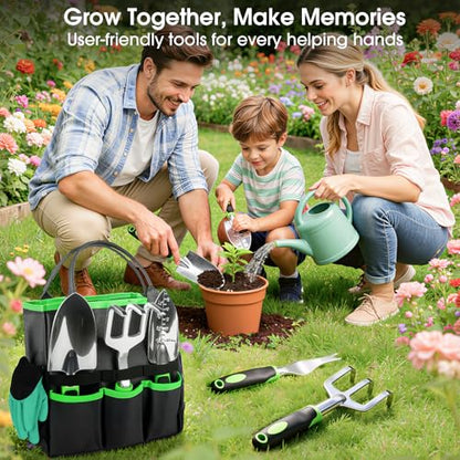 WOWBOX Garden Tools Set, 10 PCS Heavy Duty Gardening Hand Tools Kit, Green - style: Black Green