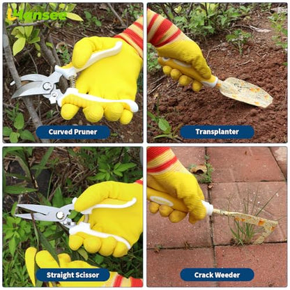 Yellow Garden Tools Set 10 Pieces, Gardening Gifts for Women - color: yellow