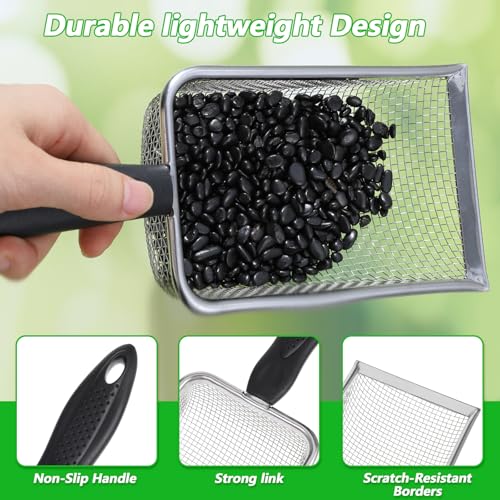 5pcs Soils Sifters Set for Gardening – Includes 2mm/2.8mm/3.8mm/4.3mm/5mm Garden Sifter for Soil, Handheld Compost Sifter for Dirt，Rocks, Heavy-Duty Shovel for Soil, Compost Sifting