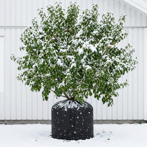 2 Pack Plant Winter Protection Pot Cover, 27"x25" Anti-Frost Flower Pot Bag - color: Black-2 pcs