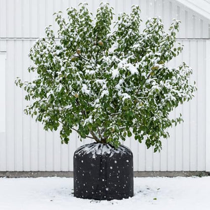 2 Pack Plant Winter Protection Pot Cover, 27"x25" Anti-Frost Flower Pot Bag - color: Black-2 pcs