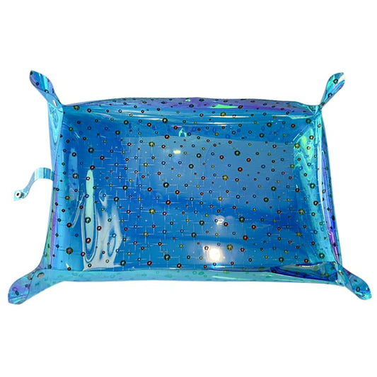 Kasepie Plant Repotting Mat, PVC, Foldable and Waterproof, Holographic Blue with Snowflake Design, 19 x 27 Inch (Blue+Colored dots) - color: Blue+colored Dots